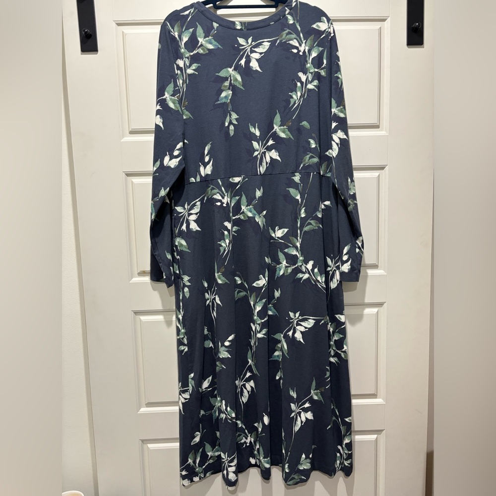 NWT J.Jill Dark Gray Floral Midi Dress Large - Picture 4 of 6